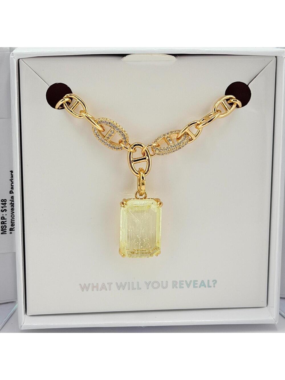Bomb Party MHA Necklace "You Are A Masterpiece" Clear to Coral on Yellow Gold